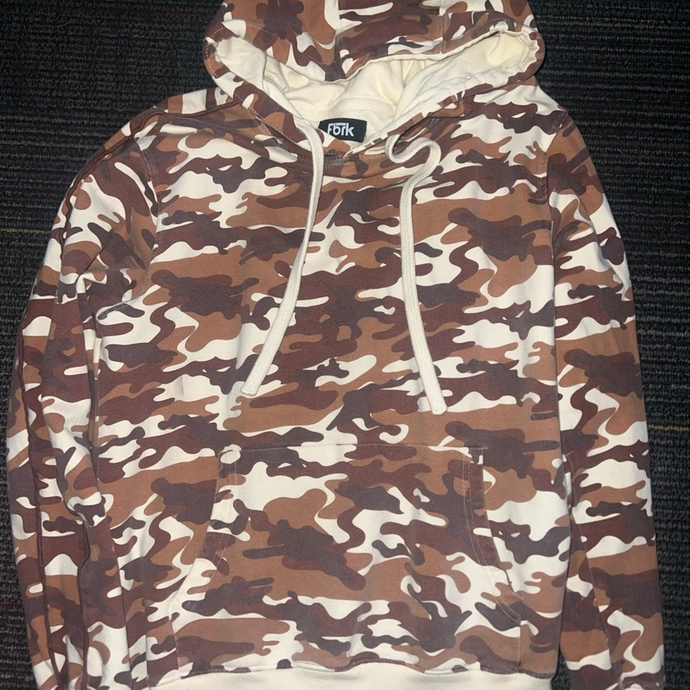 Men's Camouflage Hoodie - Brown and Cream